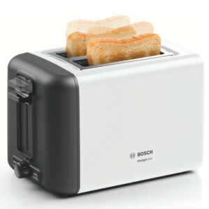 Bosch TAT3P421GB DesignLine 970W Compact 2 Slice Toaster Stainless Steel White