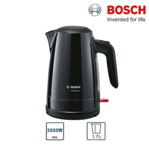 Bosch TWK6A033GB ComfortLine Cordless Kettle 1.7L 3000W Black Safety Lock Lid