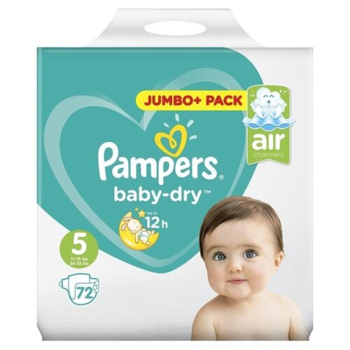 72 Pampers Baby Dry Nappies ~ Size 5 ~ 11-16kg